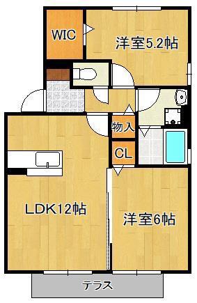 花多来館 C棟(2LDK/1階)の間取り写真