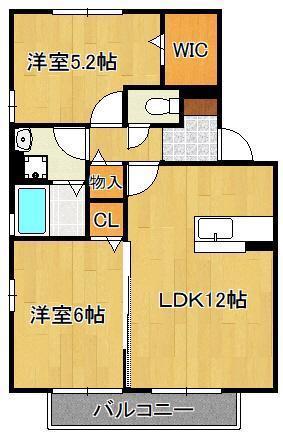 花多来館 C棟(2LDK/2階)の間取り写真