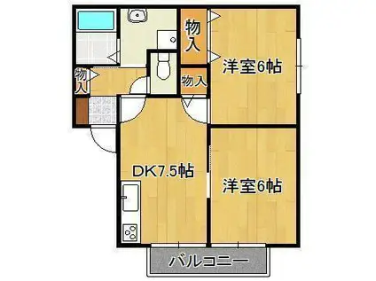 ハイツ上の原(2DK/2階)の間取り写真
