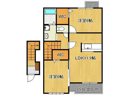 ミニヨン・カーサⅡ(2LDK/2階)の間取り写真