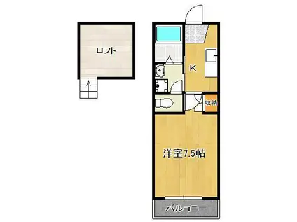 ベルヒルズ黒崎インター(1K/4階)の間取り写真