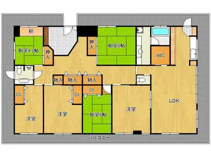 筑豊電気鉄道 今池駅(福岡) 徒歩28分 8階建 築29年(6LDK/8階)の間取り写真