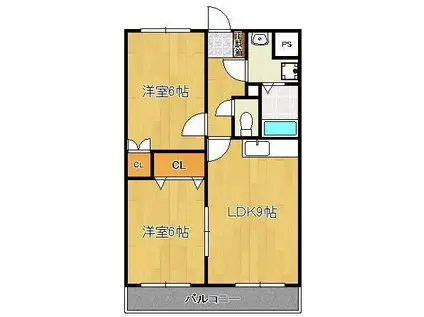 サンローゼ楠橋南(2LDK/3階)の間取り写真