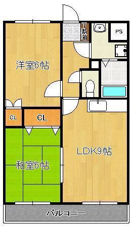 サンローゼ楠橋南(2LDK/3階)の間取り写真