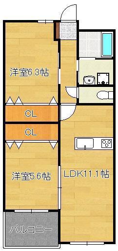 アドバンスM-2(2LDK/1階)の間取り写真