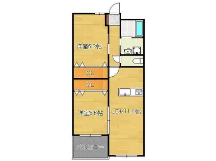 アドバンスM-2(2LDK/2階)の間取り写真