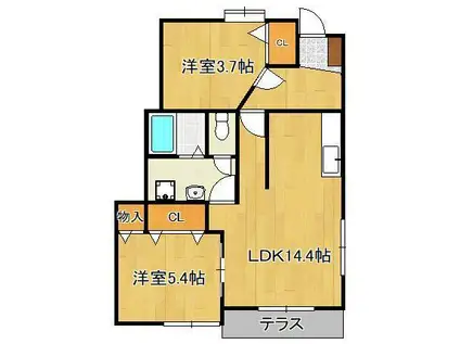 グランドステージ1(2LDK/1階)の間取り写真