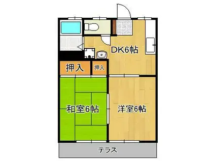 タワーズ黒崎(2DK/1階)の間取り写真