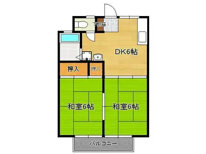 タワーズ黒崎(2DK/2階)の間取り写真