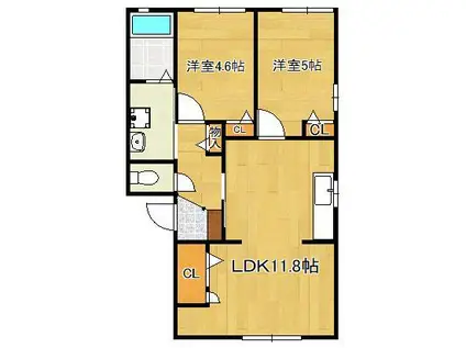 フラワーセゾン吉祥寺(3DK/1階)の間取り写真