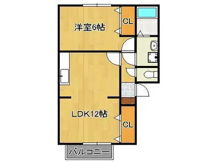 フリーダム谷口(2LDK/2階)の間取り写真