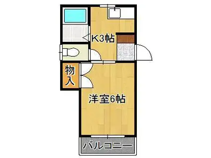 シャトレ幸神西(1K/3階)の間取り写真