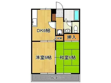 ハイツアリッサムA・B(2DK/2階)の間取り写真