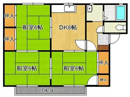 グランピア引野(3DK/2階)の間取り写真