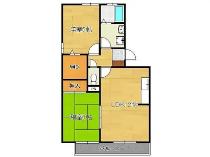 ポサーダ平田(2LDK/2階)の間取り写真