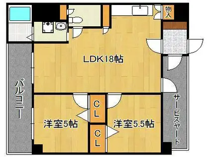 ピボットコート今池(2LDK/3階)の間取り写真