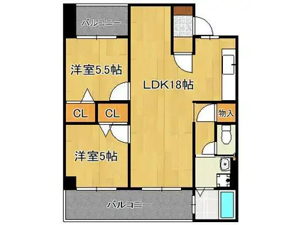 ピボットコート今池(2LDK/3階)の間取り写真
