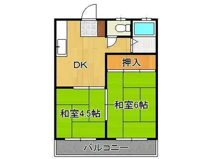 ワシダハイツ永犬丸A・B(2DK/2階)の間取り写真