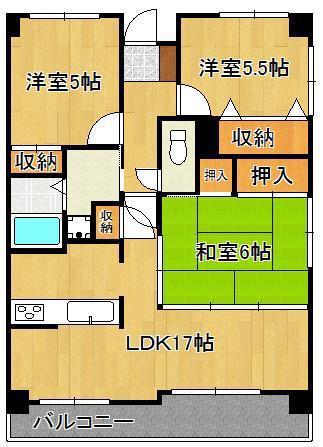 グランビュー華(3LDK/1階)の間取り写真
