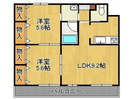 カレントⅠ(2LDK/5階)の間取り写真