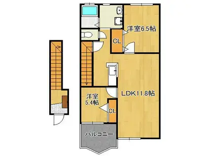 グランドステージ2(2LDK/2階)の間取り写真