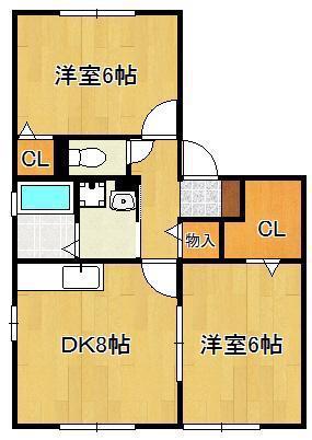 パインテール(2DK/2階)の間取り写真