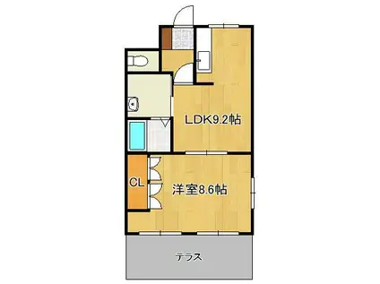 リバーグレイスⅡ(1LDK/1階)の間取り写真