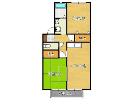 シティベ-ル上上津役(2LDK/1階)の間取り写真