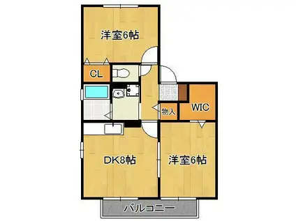 パインテールⅡ(2DK/2階)の間取り写真