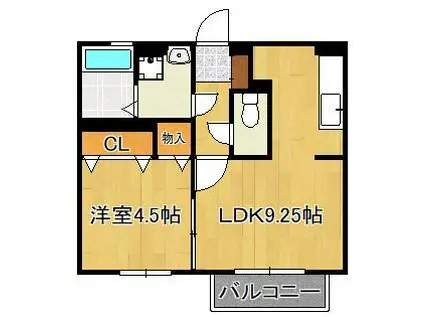 ヴィオラ楠橋(1LDK/2階)の間取り写真