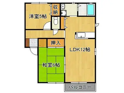 ボヌール永犬丸(2LDK/2階)の間取り写真