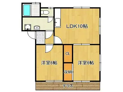 シャトレーヌ(2LDK/1階)の間取り写真