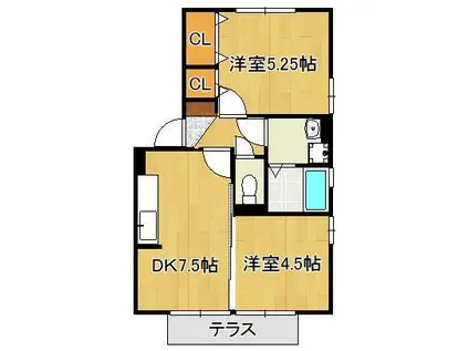 ポサーダ四季(2DK/1階)の間取り写真