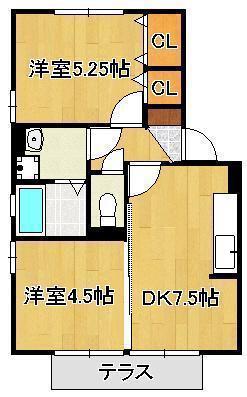 ポサーダ四季(2DK/2階)の間取り写真