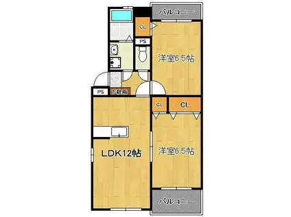 プレステージレオ壱番館(2LDK/1階)の間取り写真