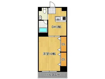 カレントⅡ(1DK/3階)の間取り写真
