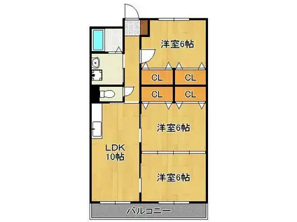 リシェス有田(3LDK/3階)の間取り写真