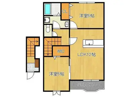 ジュネス馬場A(2LDK/2階)の間取り写真