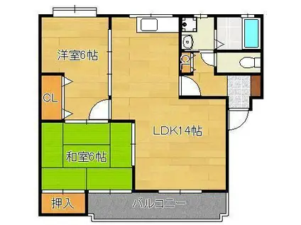 KAKU BLD(2LDK/3階)の間取り写真