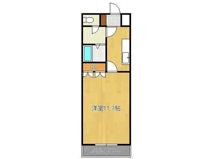 ソレイユ1・2(1K/2階)の間取り写真