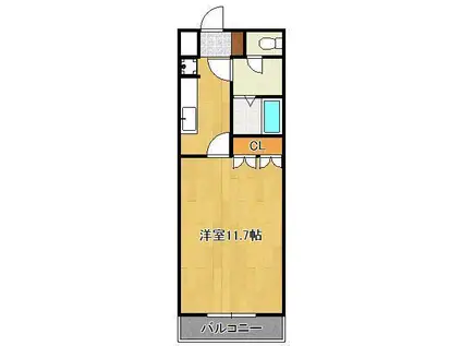 ソレイユ1・2(1K/2階)の間取り写真