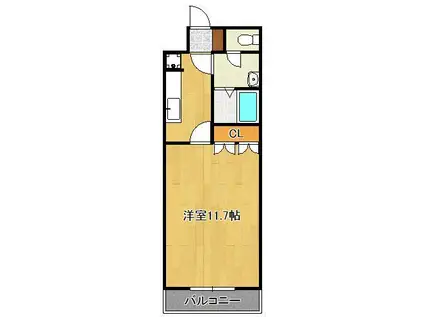 ソレイユ1・2(1K/2階)の間取り写真