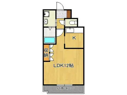 ソレイユ1・2(1K/2階)の間取り写真