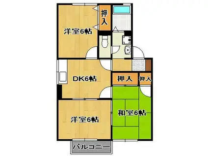 フロッシュツバイ(3DK/2階)の間取り写真