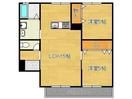 アンソレイユコーポイオン(2LDK/1階)の間取り写真