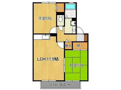 ウィルモアWADA(2LDK/2階)の間取り写真