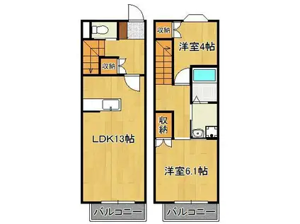 サングリーン君ヶ浜(2LDK/2階)の間取り写真