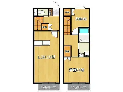サングリーン君ヶ浜(2LDK/2階)の間取り写真
