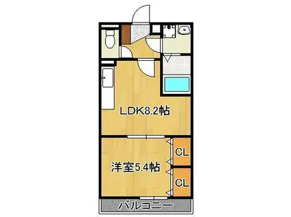 アンプルールクラージュコルザ(1LDK/2階)の間取り写真