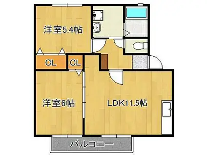 コーラルコート1号館(2LDK/1階)の間取り写真